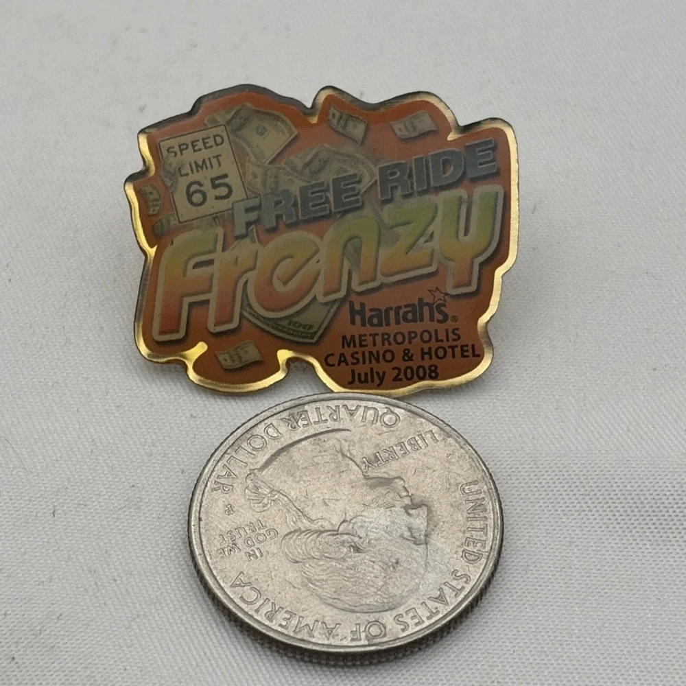 2008 Harrah's Metropolis Casino & Hotel Free Ride Frenzy Lapel Hat Pin